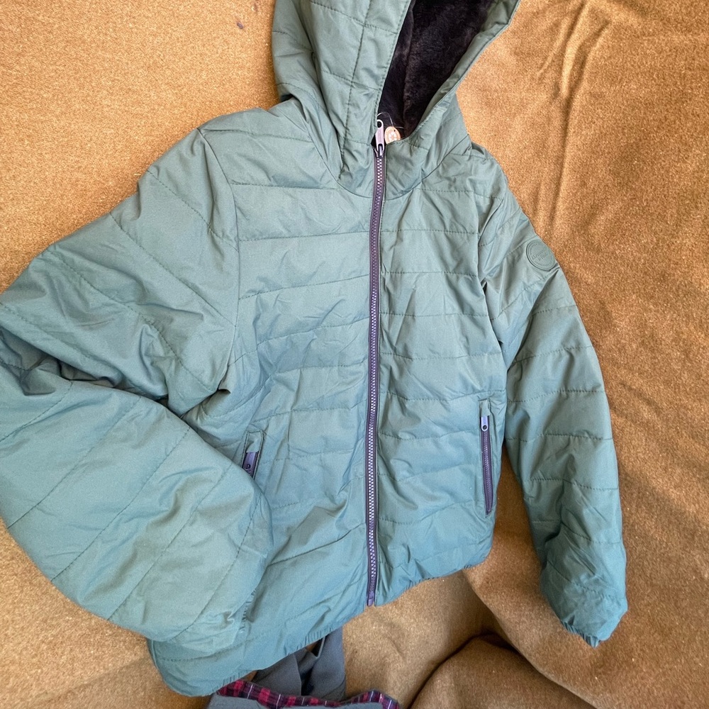 Abercrombie Kids Teal Hooded Puffer Jacket